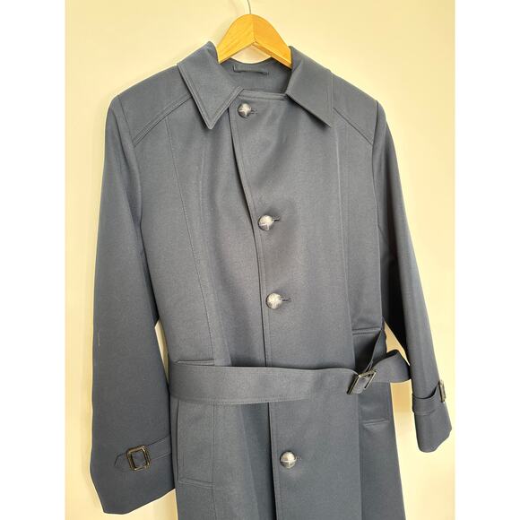 Vintage Anderson-Little Navy Wool Belted Overcoat removable fleece liner XS - Picture 6 of 14